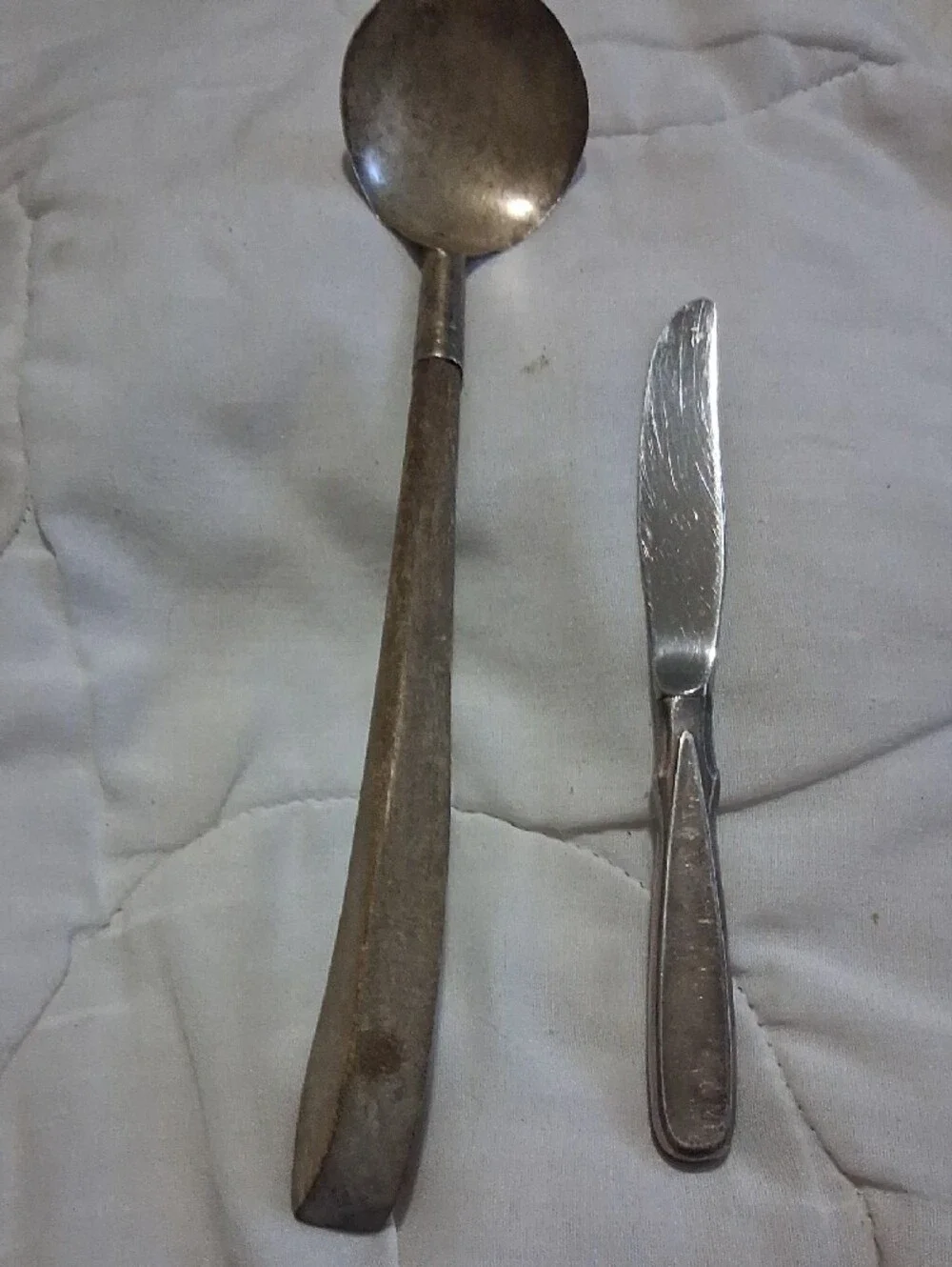 Sterling Silver Vintage Large Serving Spoon with Wooden-Style Handle